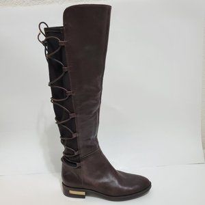 Vince Camuto Parle over the knee boot leather brown lace up